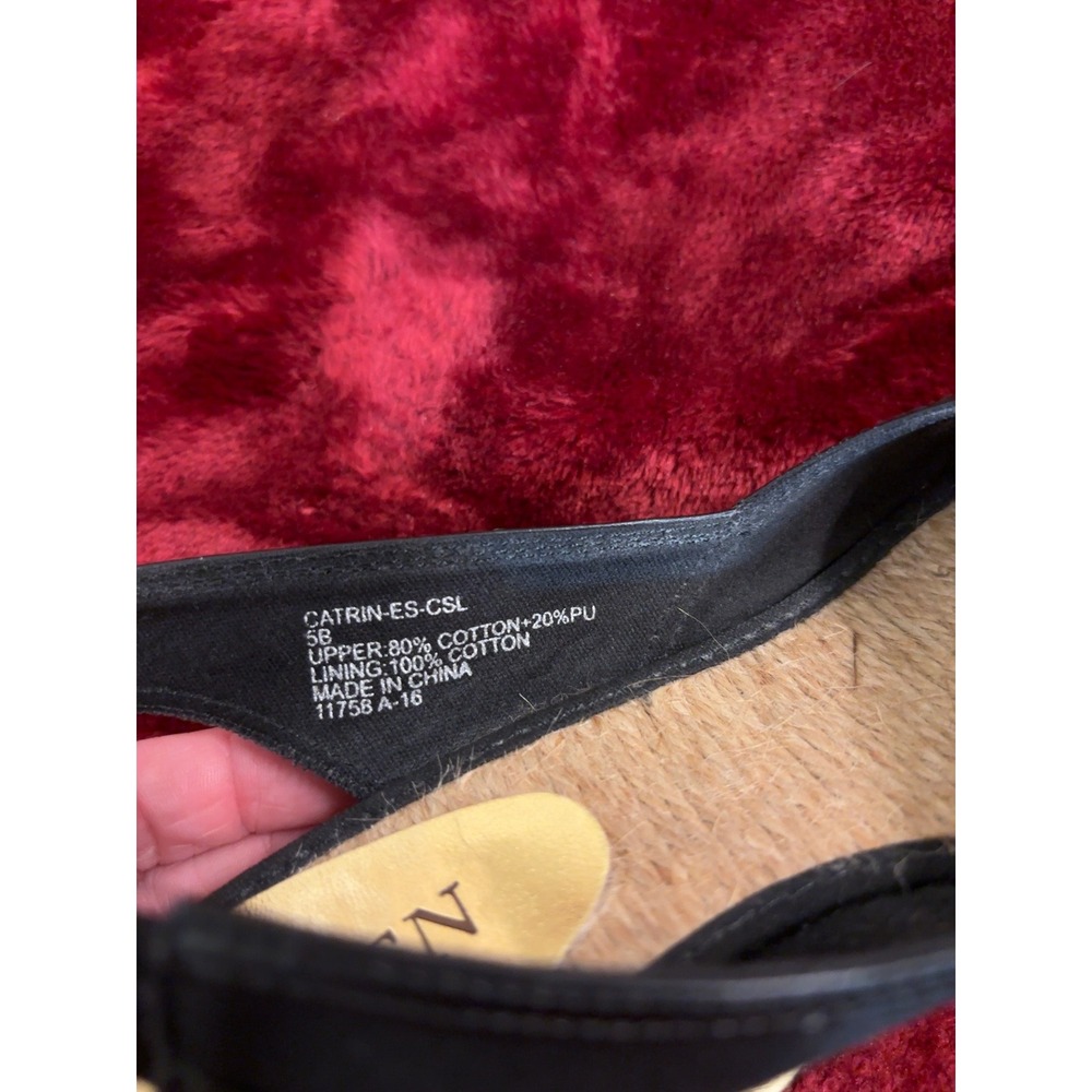 Lauren Ralph Lauren Catrin Black Espadrille Wedge Slingback Sandals Peep Toe 5B - Picture 4 of 9